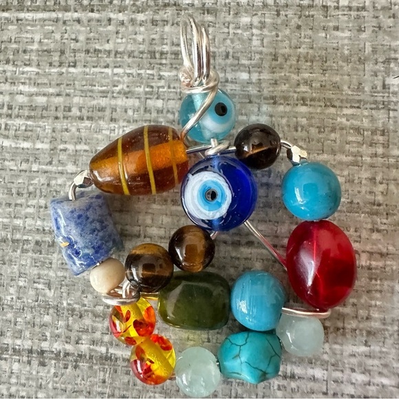 Handmade Beaded Evil Eye Pendant Necklace Multi Colored 1600 Y - Picture 7 of 14
